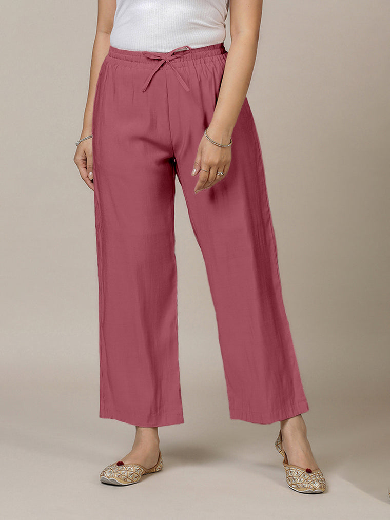 Fiza x Rozaana Pant/Trousers, in Pink, made for daily & work (view 2).
