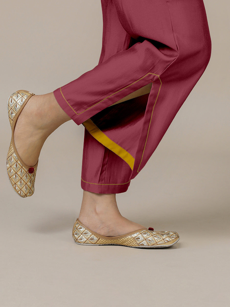 Saba x Rozaana Pant/Trousers, in Pink 100% Cotton, made for daily & work (view 3).
