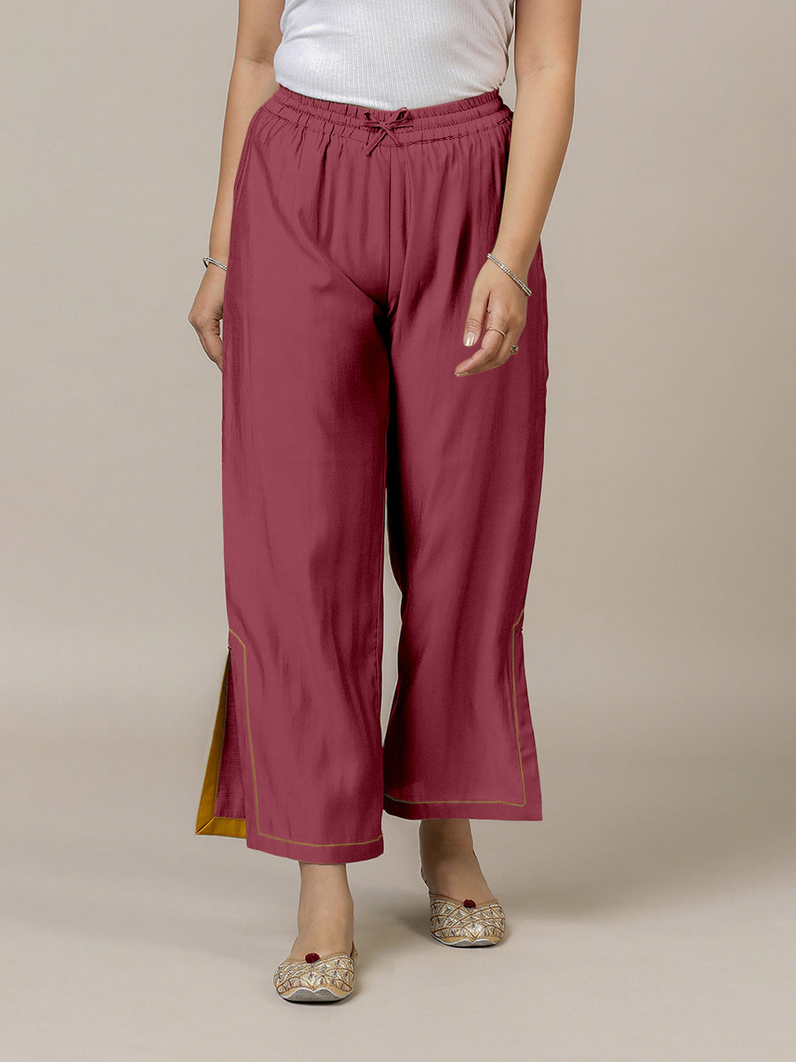 Saba x Rozaana Pant/Trousers, in Pink 100% Cotton, made for daily & work (view 4).