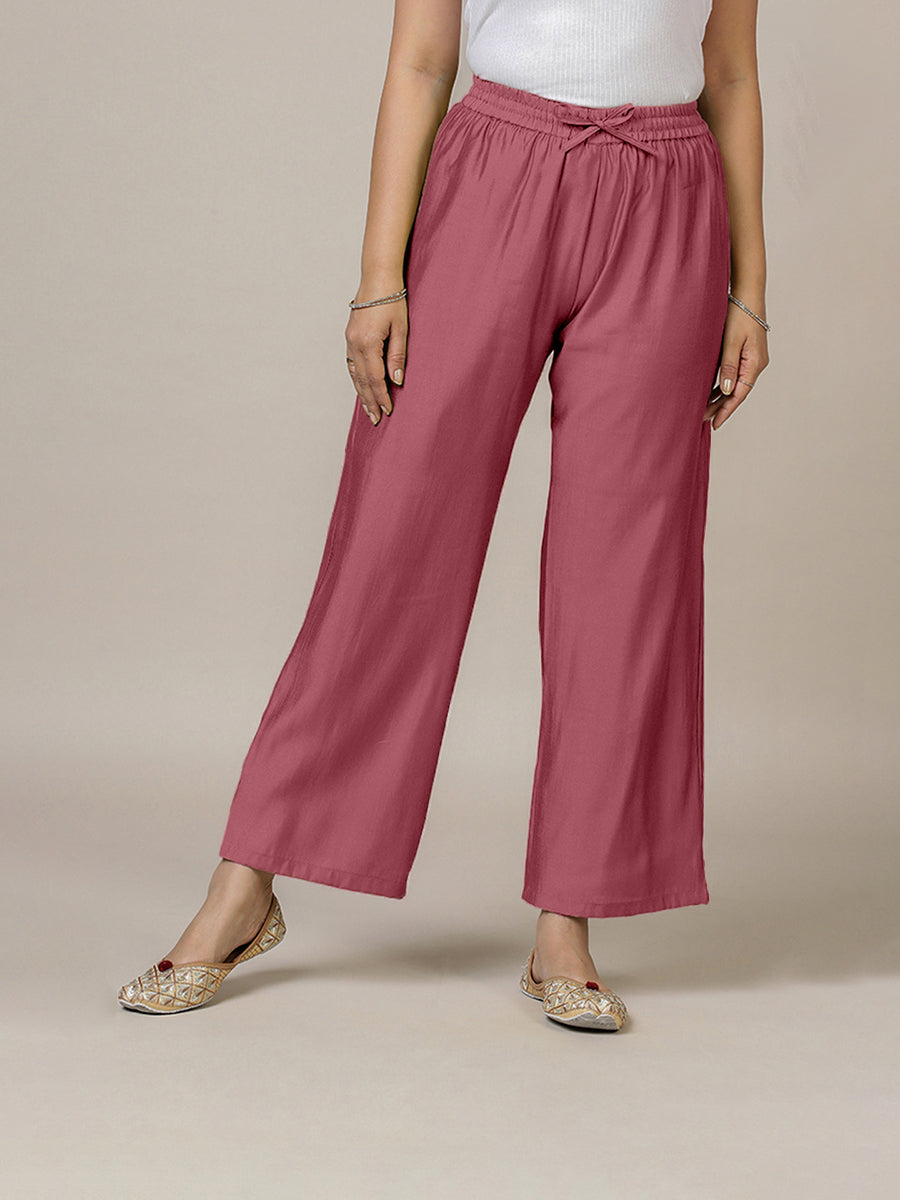 Fiza x Rozaana Pant/Trousers, in Pink, made for daily & work (view 6).