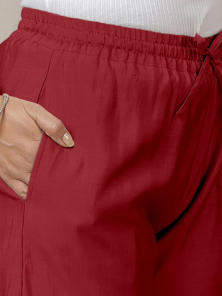Fiza x Rozaana Pant/Trousers, in Red, made for daily & work (view 3).