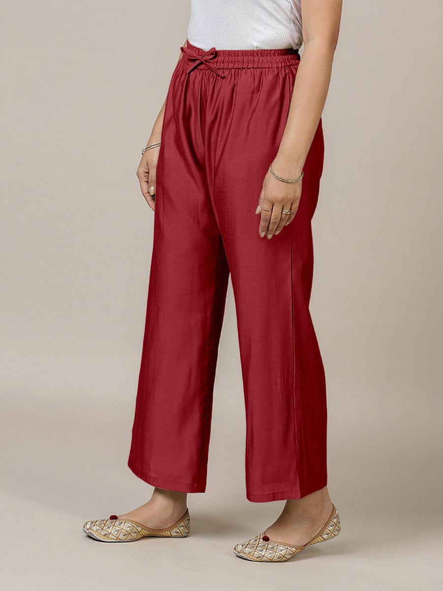 Fiza x Rozaana Pant/Trousers, in Red, made for daily & work (view 6).