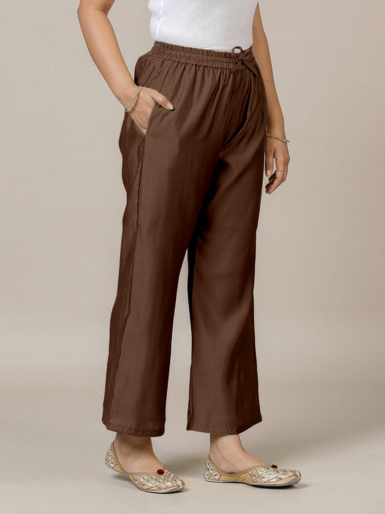 Fiza x Rozaana Pant/Trousers, in Brown, made for daily & work.