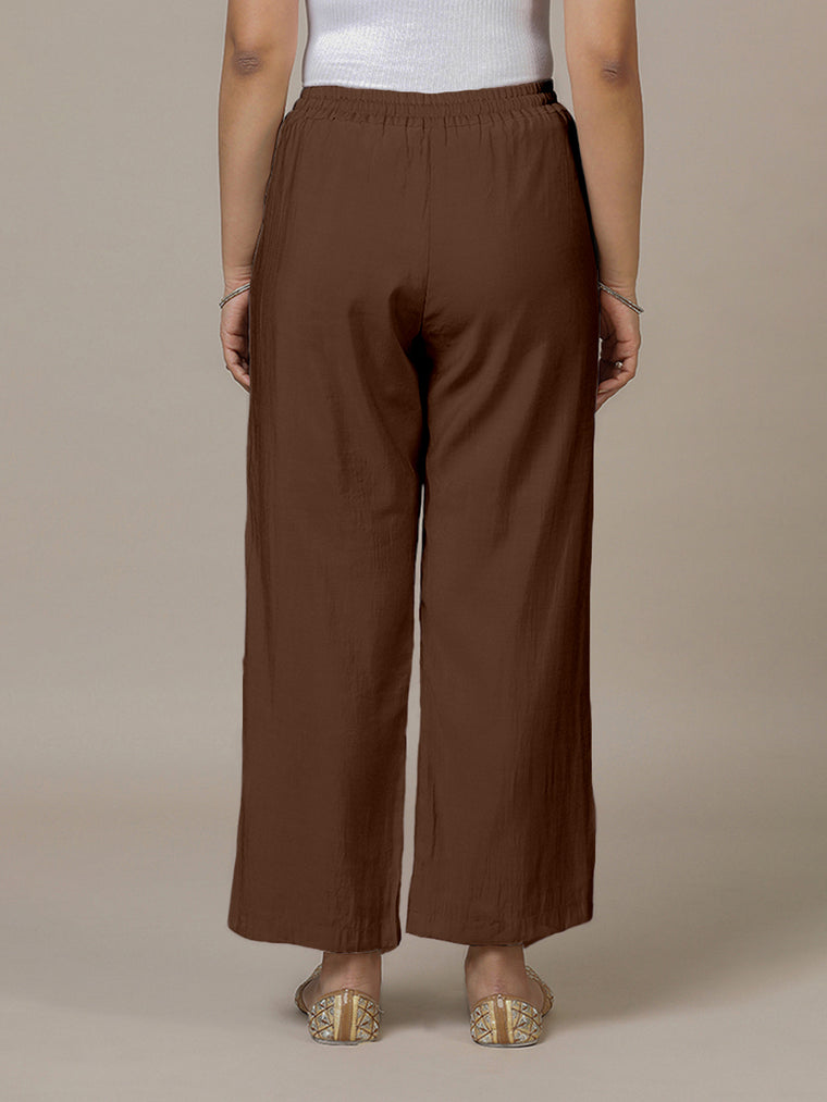 Fiza x Rozaana Pant/Trousers, in Brown, made for daily & work (view 3).