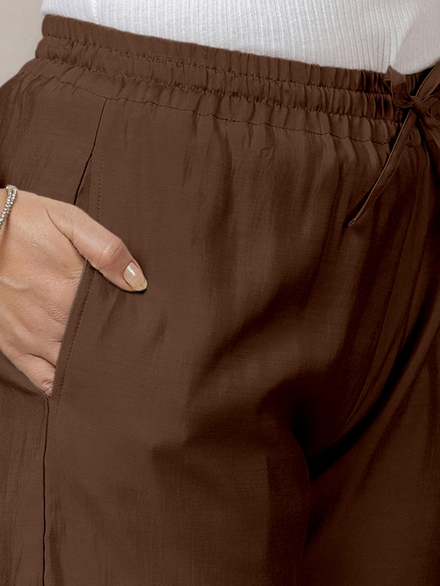 Fiza x Rozaana Pant/Trousers, in Brown, made for daily & work (view 4).