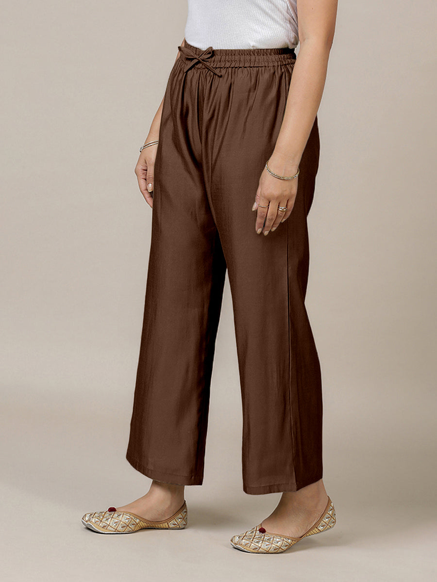 Fiza x Rozaana Pant/Trousers, in Brown, made for daily & work (view 8).