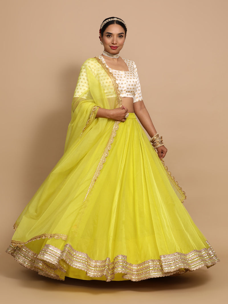 Afreen x Tyohaar | Elbow Sleeves Satin Viscose Saree Blouse in Cream Butta Fabric-Binks