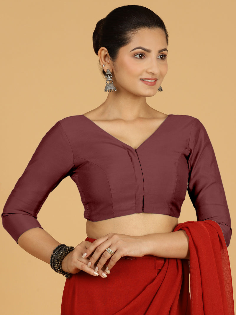 Alia x Rozaana | Saree Blouse in Deep Maroon-Binks