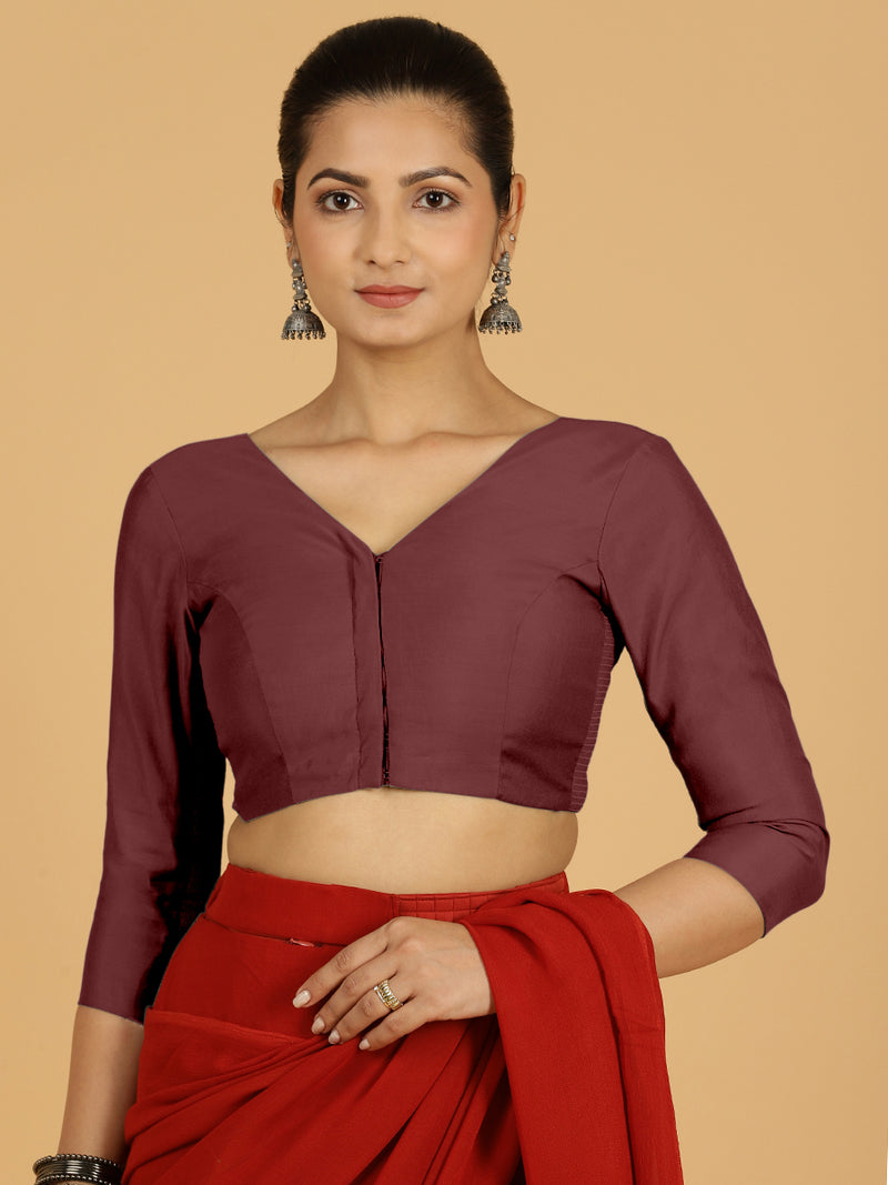 Alia x Rozaana | Saree Blouse in Deep Maroon-Binks