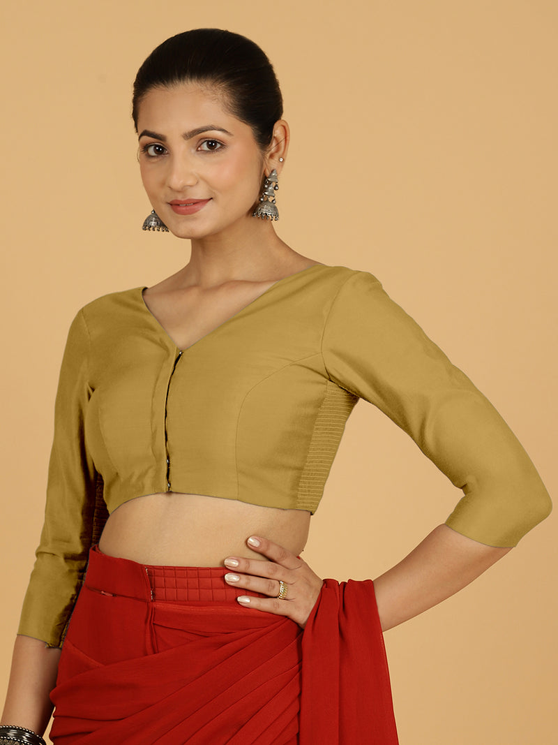 Alia x Rozaana | Saree Blouse in Dijon Mustard-Binks