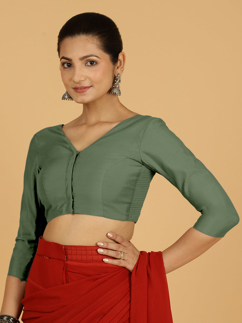 Alia x Rozaana | Saree Blouse in Hunter Green-Binks