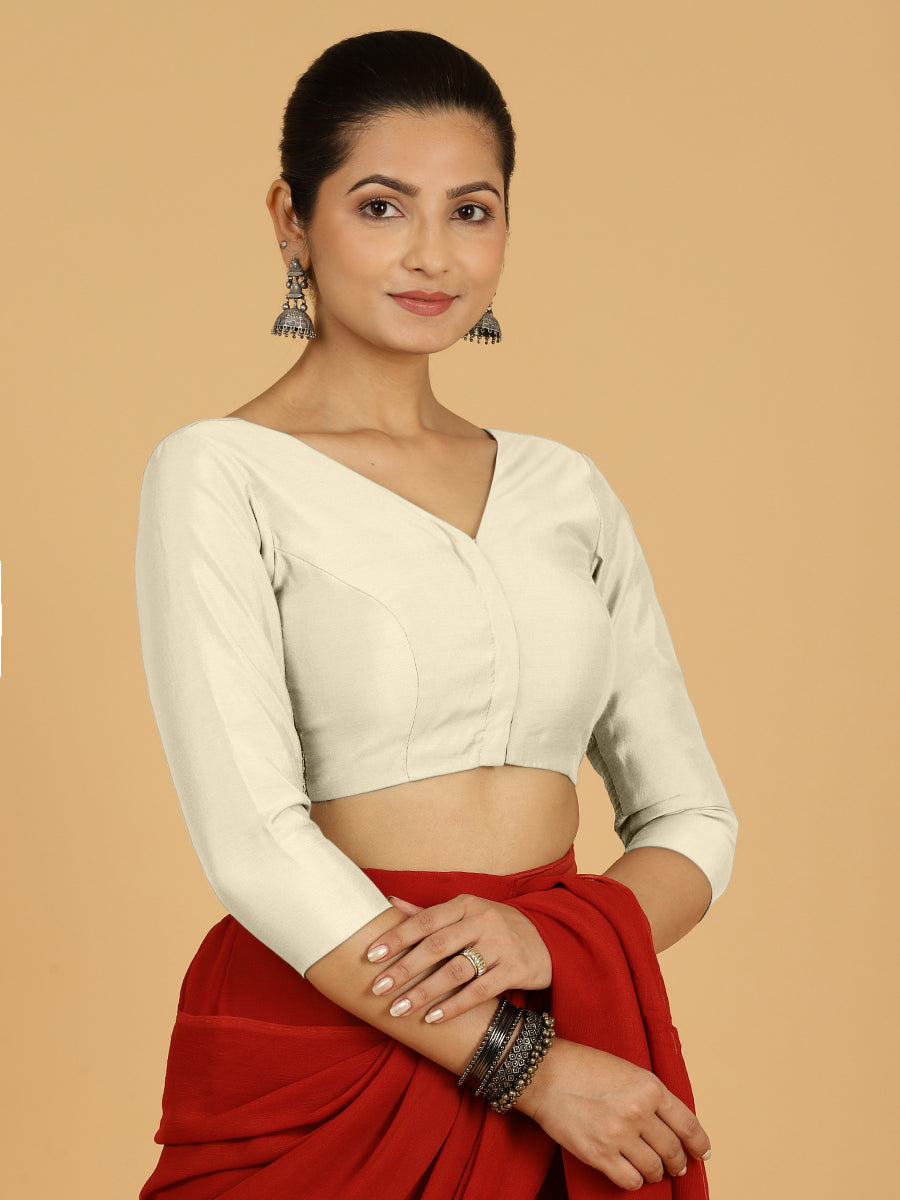 Alia x Rozaana Ivory Saree Blouse - Daily & Work Wear | Full