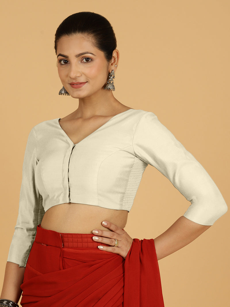 Alia x Rozaana | Saree Blouse in Ivory-Binks