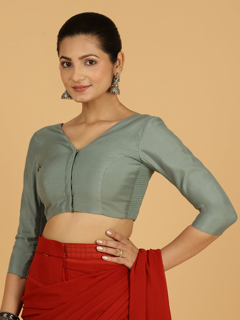 Alia x Rozaana | Saree Blouse in Mint Green-Binks