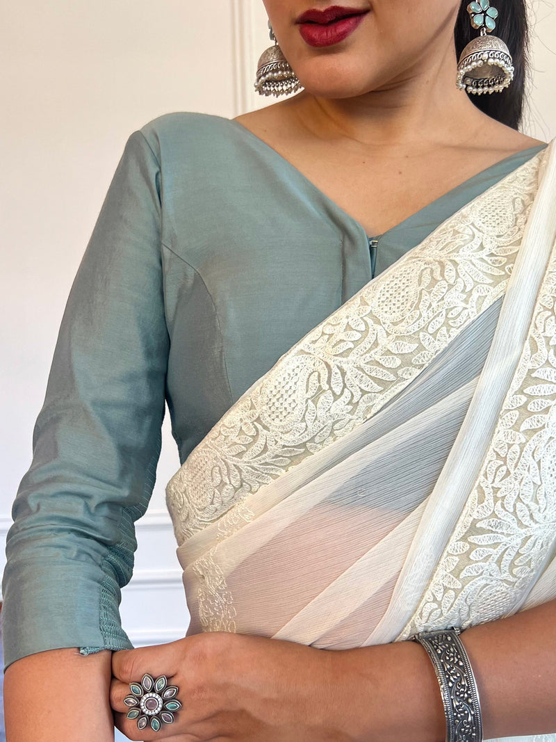 Alia x Rozaana | Saree Blouse in Mint Green-Binks