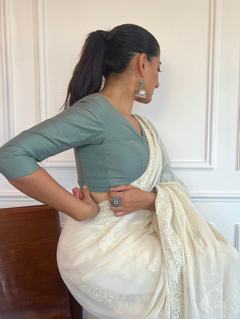Alia x Rozaana | Saree Blouse in Mint Green-Binks