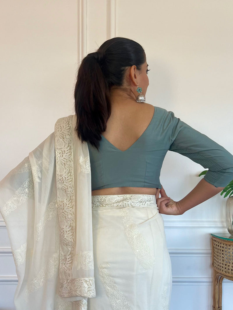 Alia x Rozaana | Saree Blouse in Mint Green-Binks