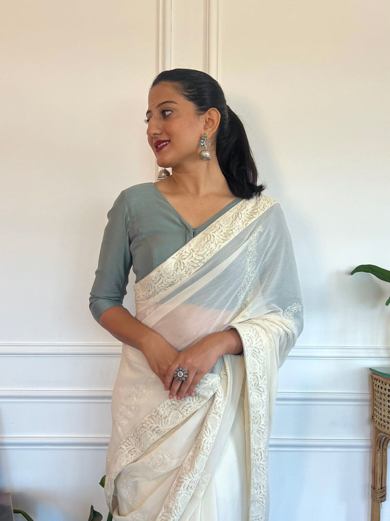 Alia x Rozaana | Saree Blouse in Mint Green-Binks