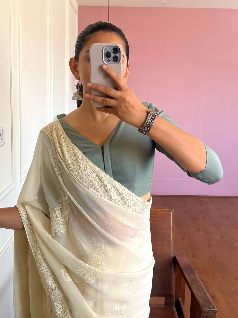 Alia x Rozaana | Saree Blouse in Mint Green-Binks