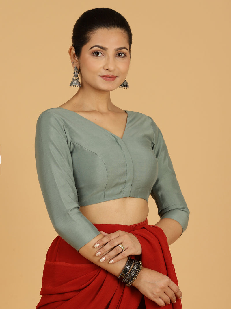 Alia x Rozaana | Saree Blouse in Mint Green-Binks