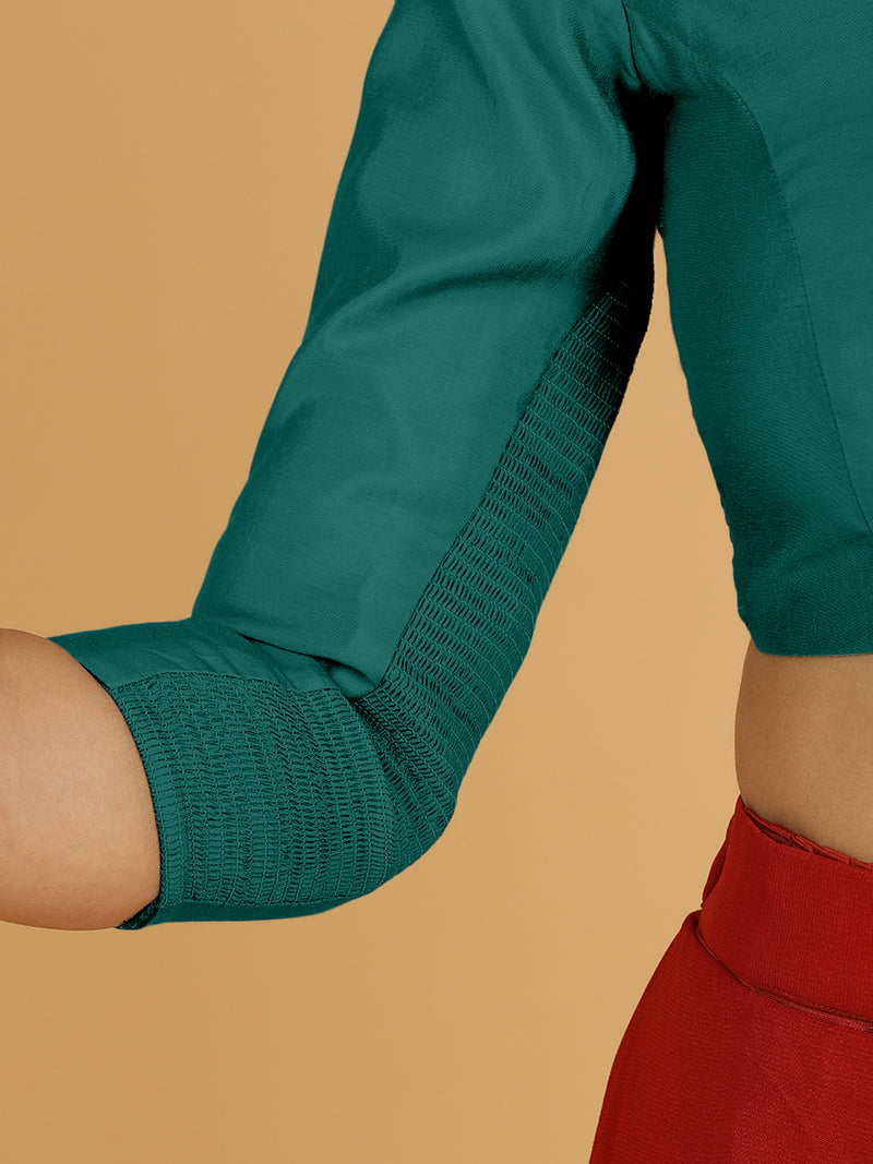 Alia x Rozaana | Saree Blouse in Peacock Green-Binks