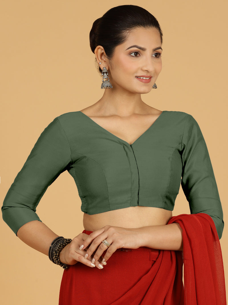Alia x Rozaana | Saree Blouse in Pine Green-Binks