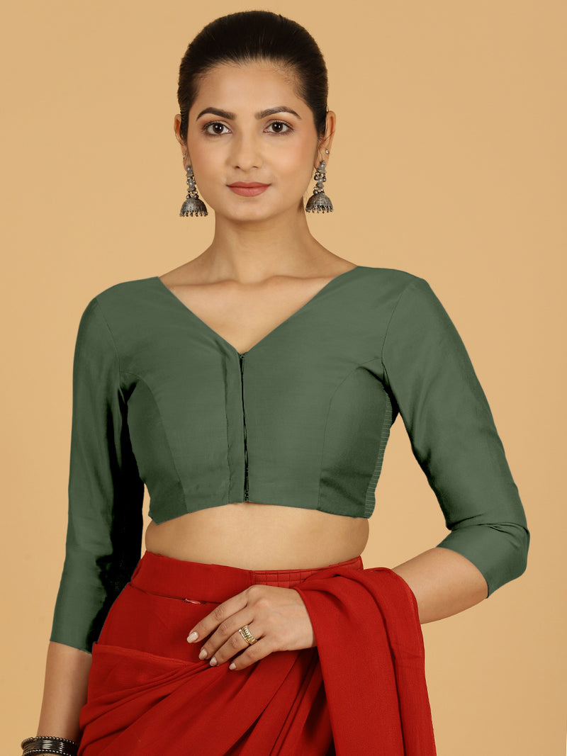Alia x Rozaana | Saree Blouse in Pine Green-Binks