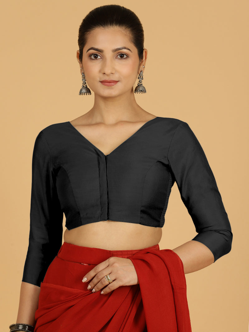 Alia x Rozaana | Saree Blouse in Raven Black-Binks