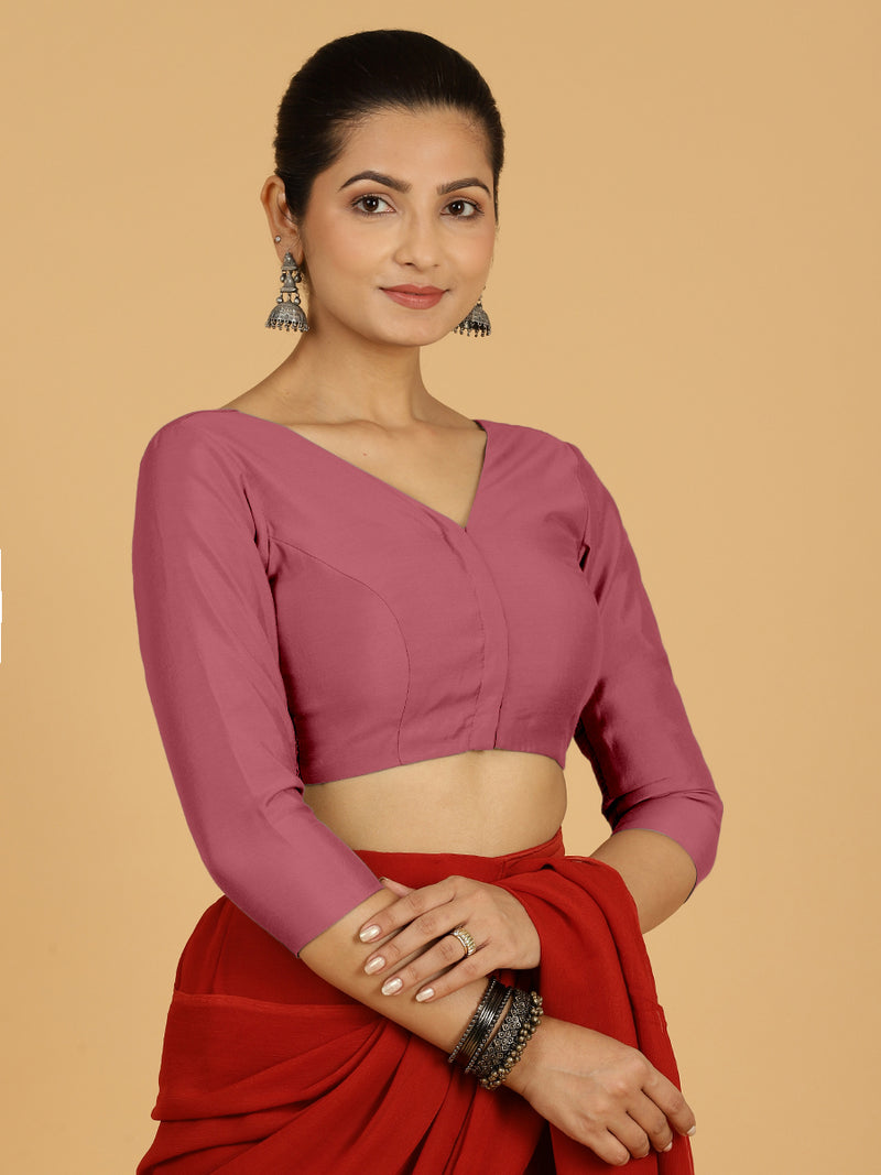 Alia x Rozaana | Saree Blouse in Rose Pink-Binks