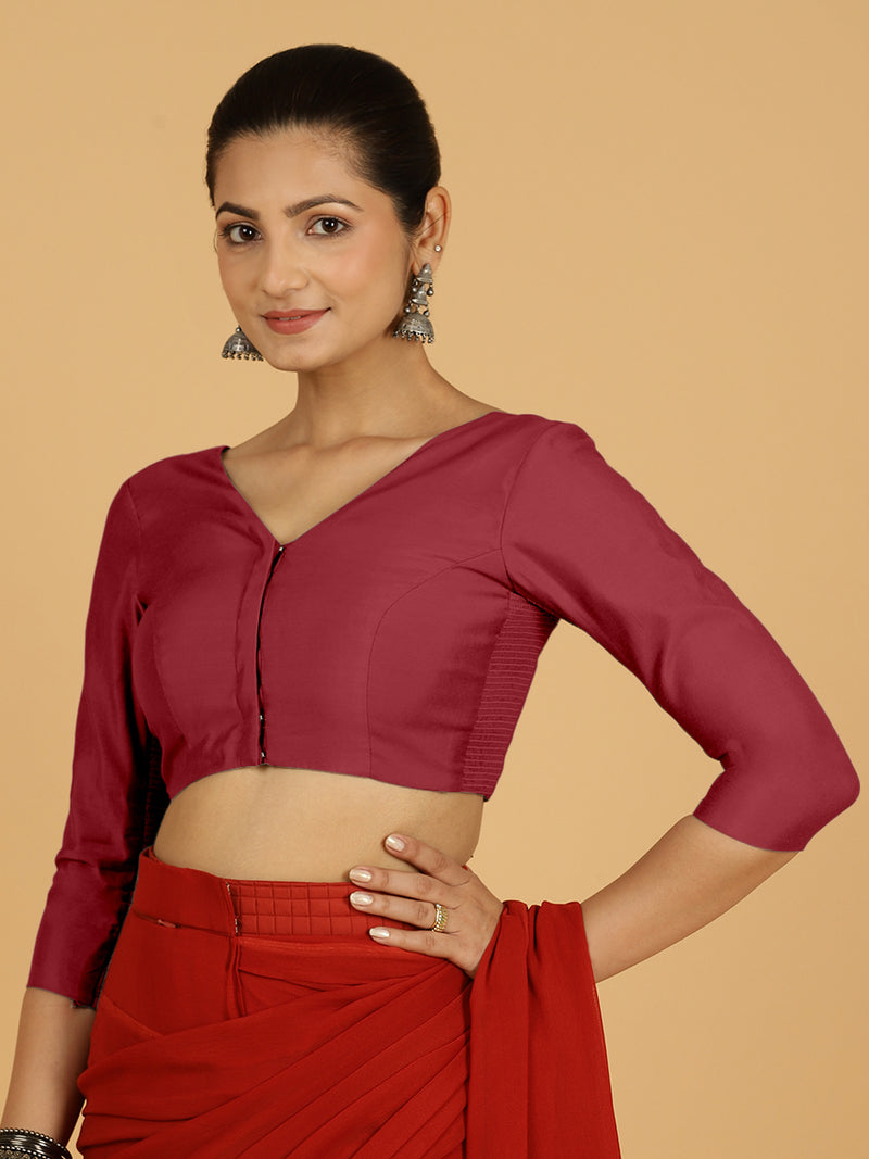 Alia x Rozaana | Saree Blouse in Scarlet Red-Binks