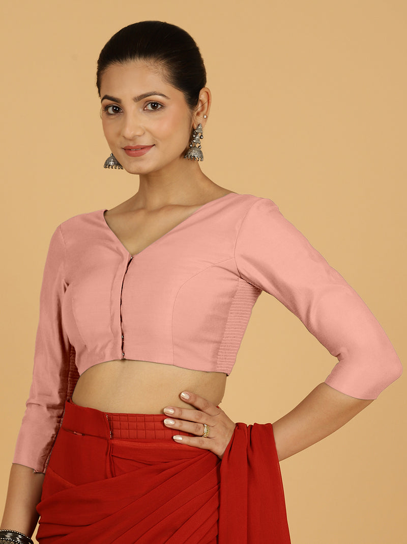 Alia x Rozaana | Saree Blouse in Sea Pink-Binks