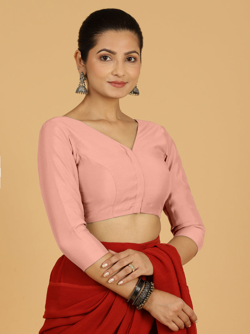 Alia x Rozaana | Saree Blouse in Sea Pink-Binks