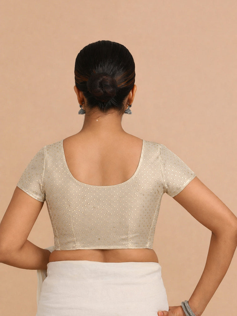 Krusha Reversible Duet | Oyster Grey × Misty Pink Chandheri-Linen Saree Blouse