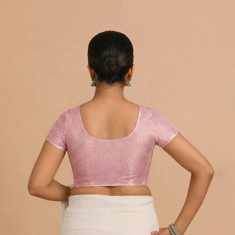 Krusha Reversible Duet | Pink × Misty Pink Chandheri-Linen Saree Blouse