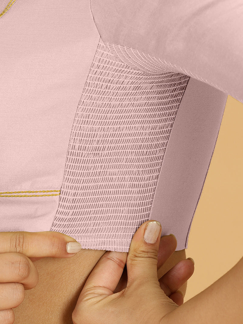 Erum x Rozaana | Elbow Sleeves Saree Blouse in Lilac-Binks