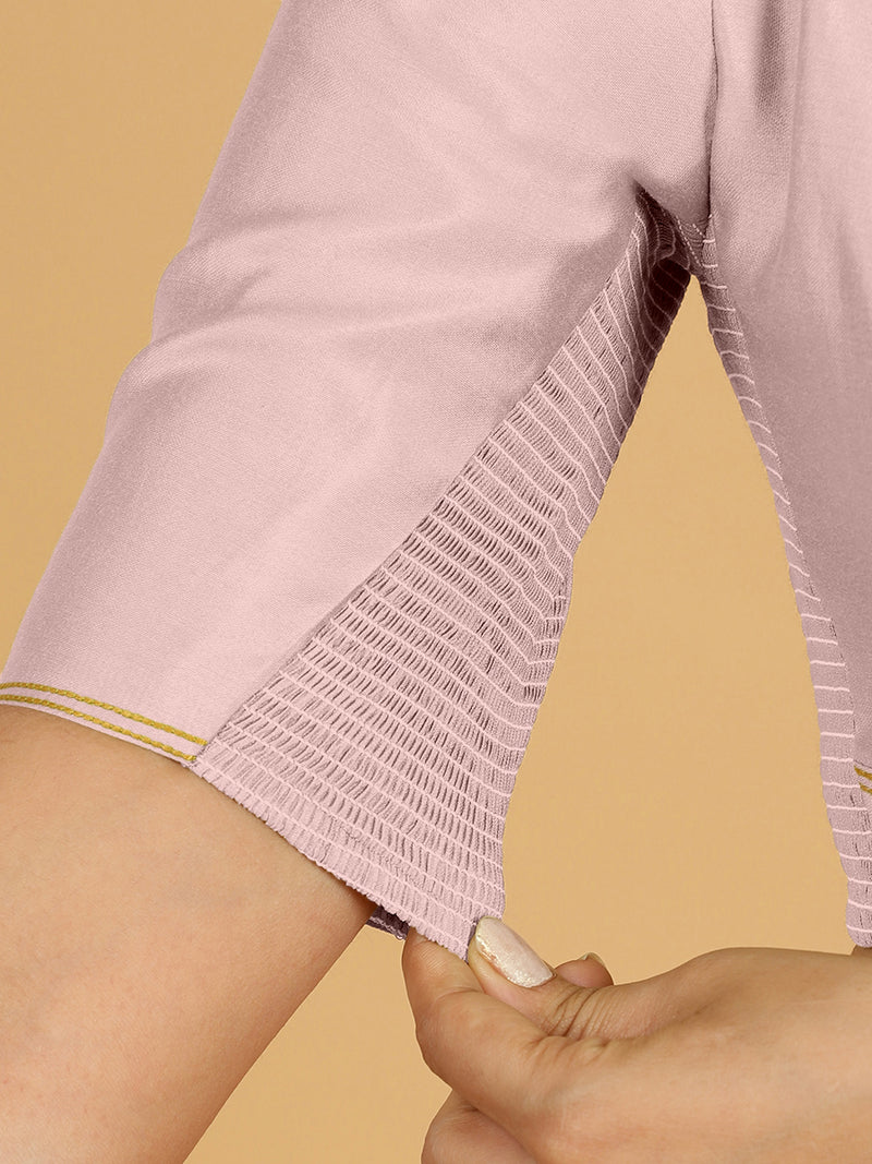 Erum x Rozaana | Elbow Sleeves Saree Blouse in Lilac-Binks