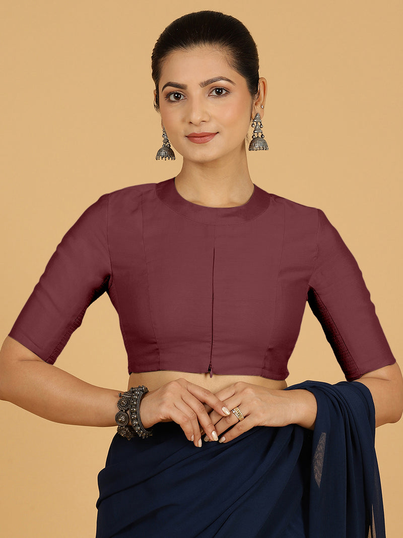 Farida x Rozaana | Regular Sleeves Saree Blouse in Deep Maroon-Binks