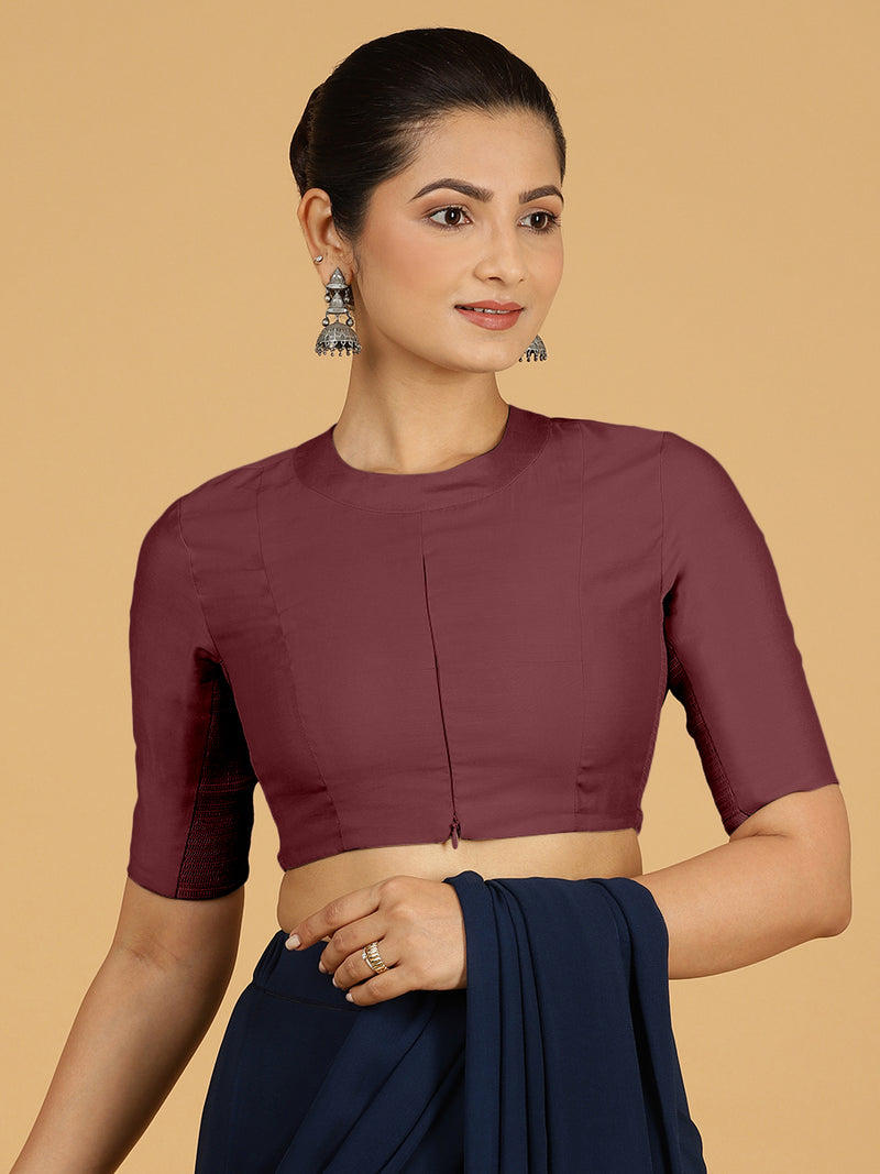 Farida x Rozaana | Regular Sleeves Saree Blouse in Deep Maroon-Binks