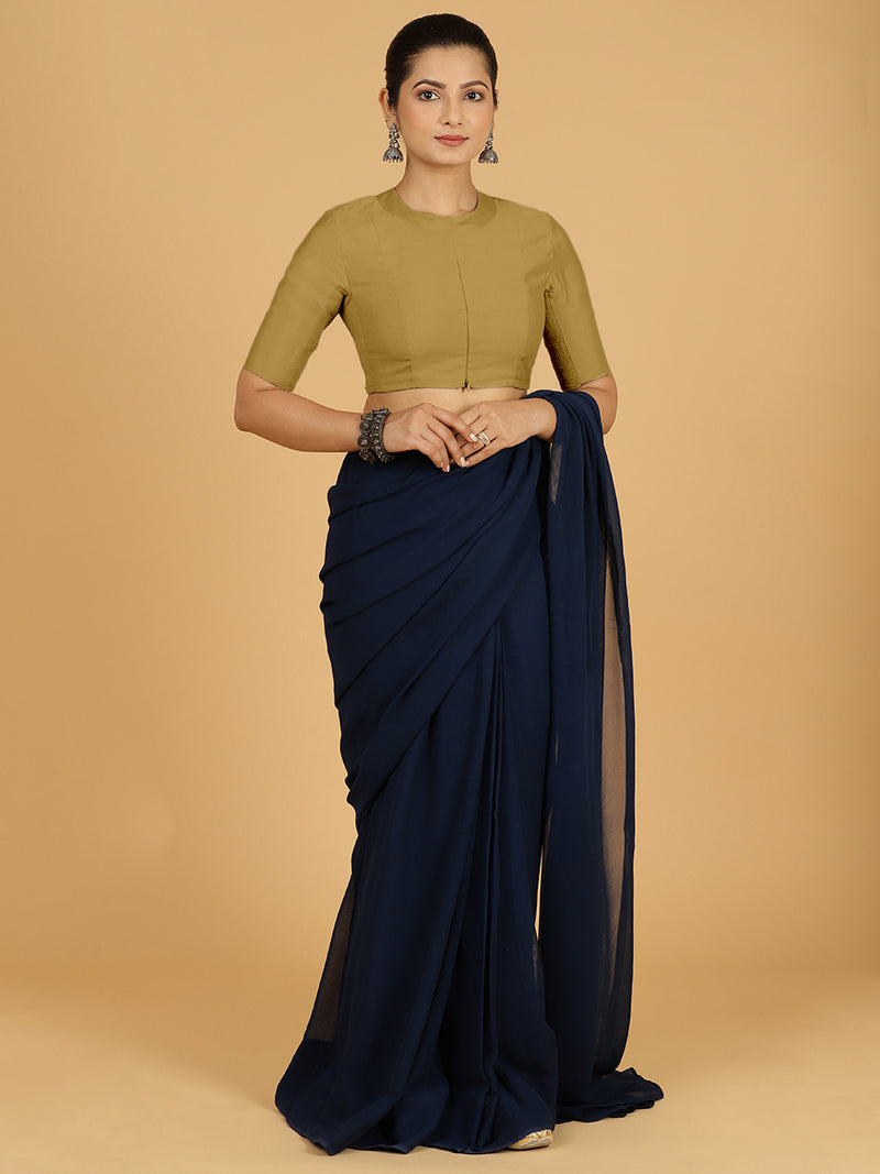 Farida x Rozaana | Regular Sleeves Saree Blouse in Dijon Mustard-Binks