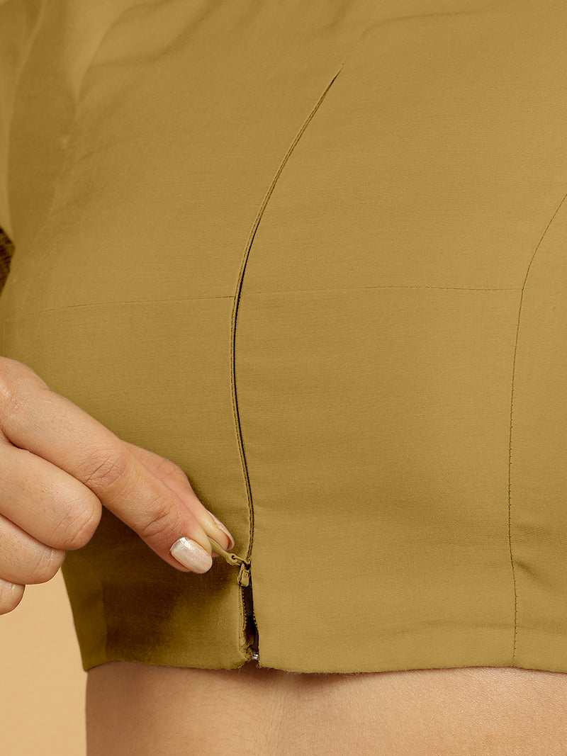 Farida x Rozaana | Regular Sleeves Saree Blouse in Dijon Mustard-Binks