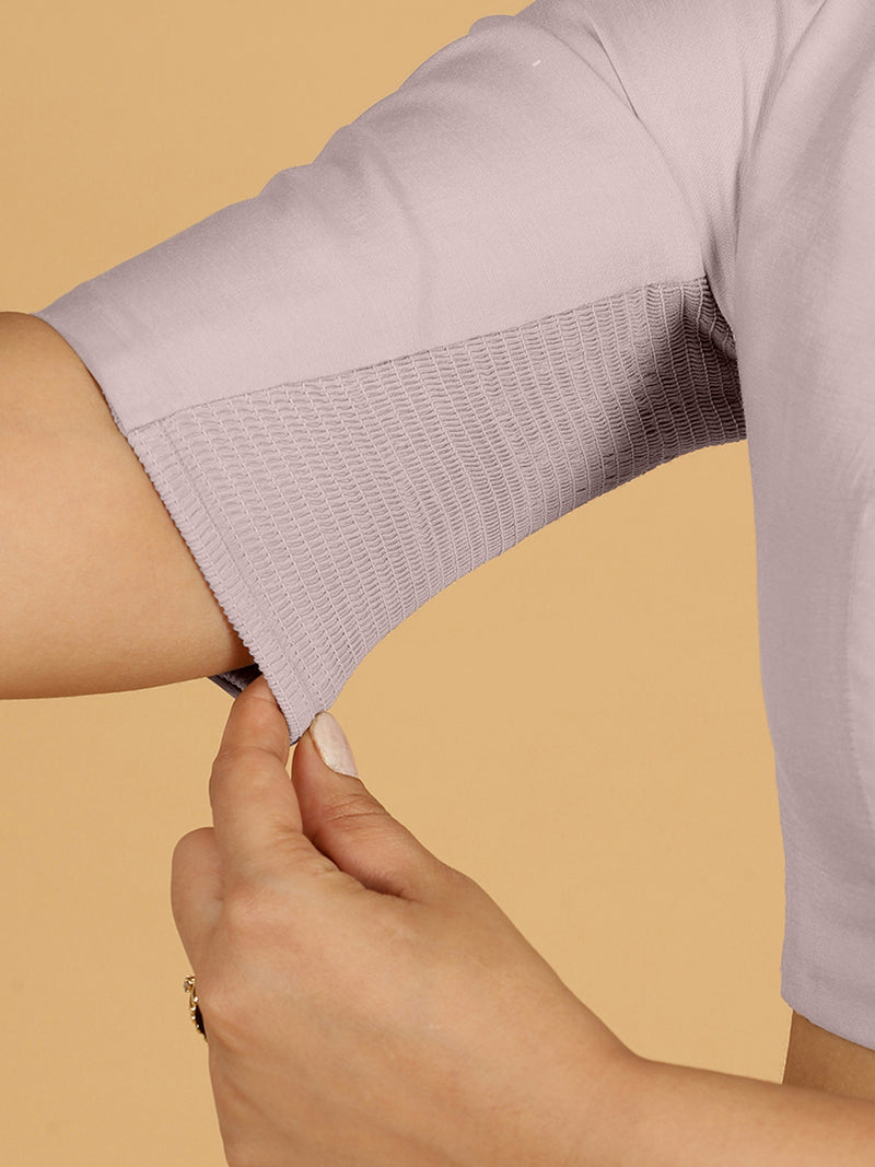 Farida x Rozaana | Regular Sleeves Saree Blouse in Lilac-Binks