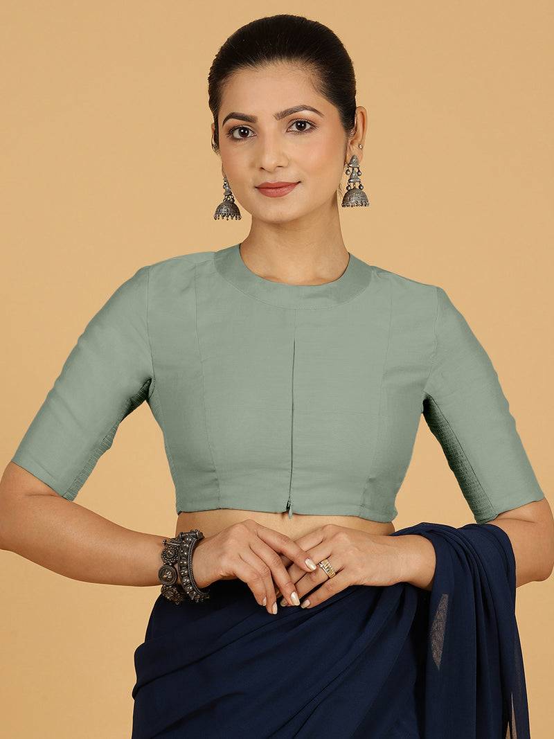 Farida x Rozaana | Regular Sleeves Saree Blouse in Mint Green-Binks