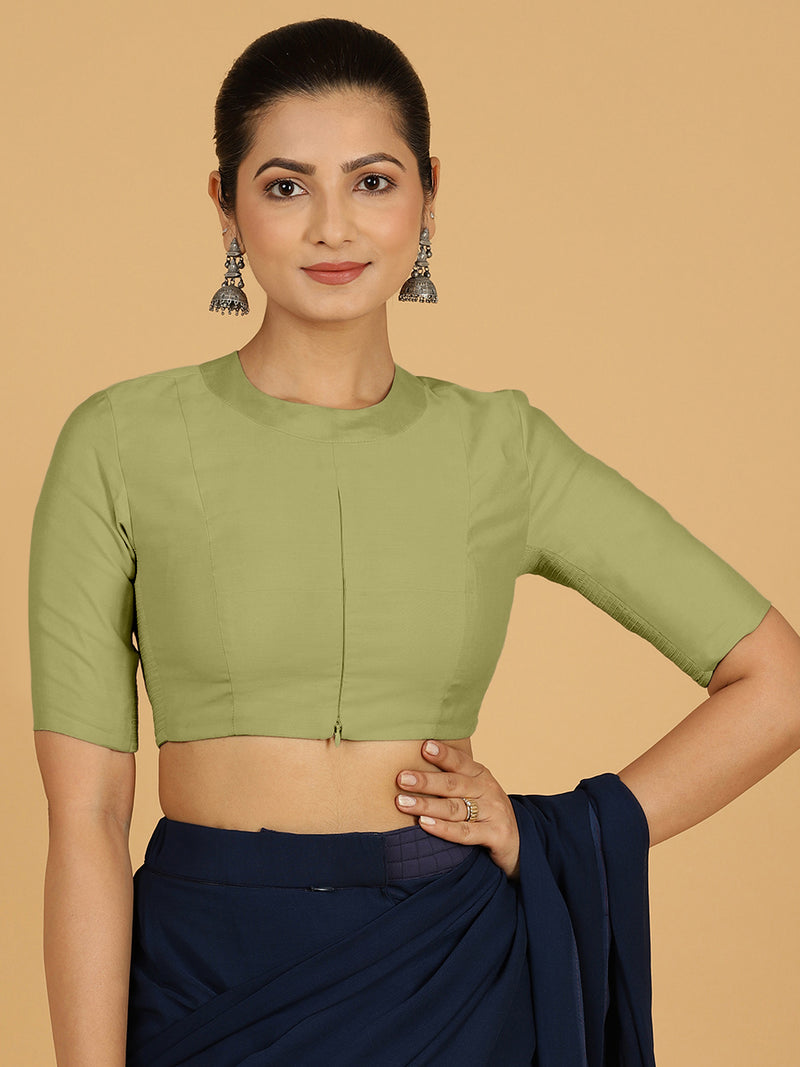 Farida x Rozaana | Regular Sleeves Saree Blouse in Pista Green-Binks