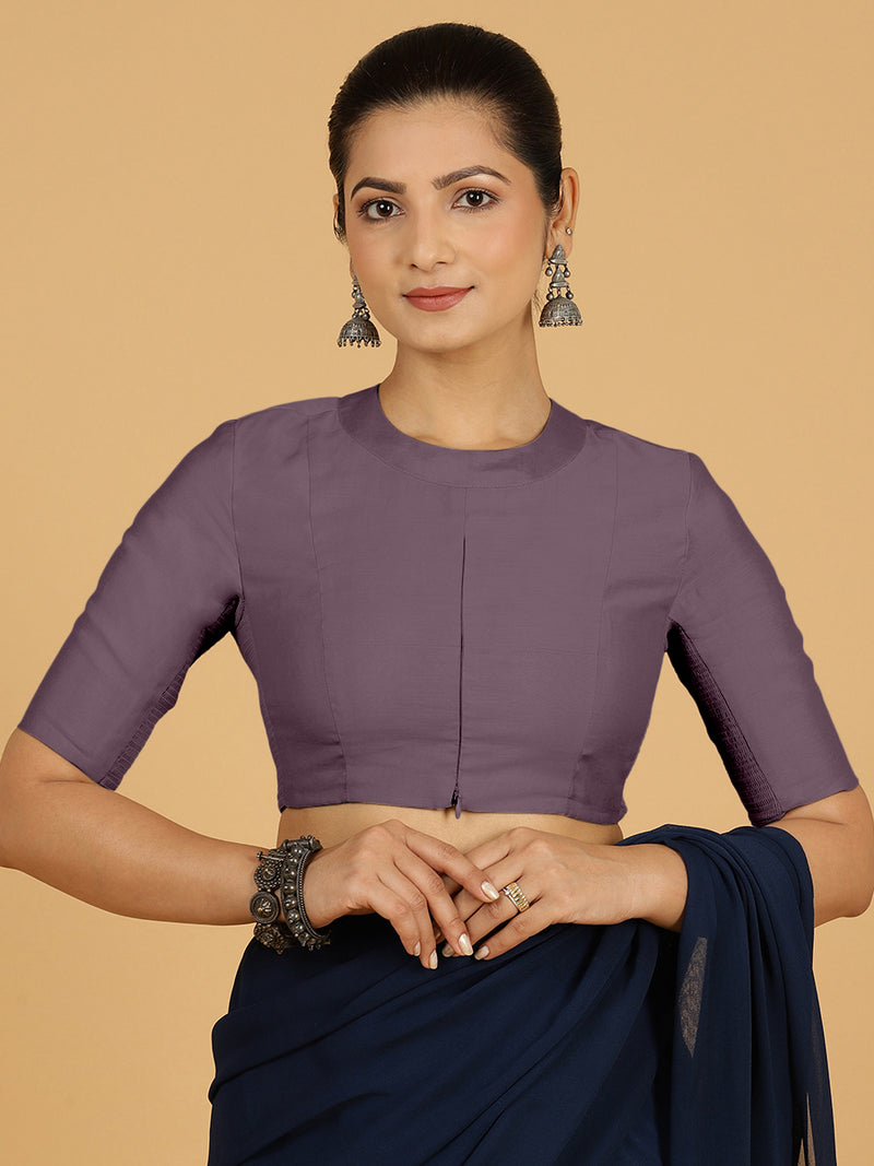 Farida x Rozaana | Regular Sleeves Saree Blouse in Purple Mauve-Binks