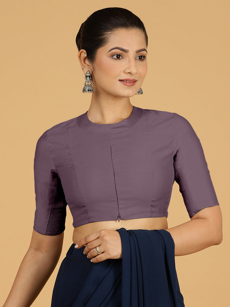 Farida x Rozaana | Regular Sleeves Saree Blouse in Purple Mauve-Binks