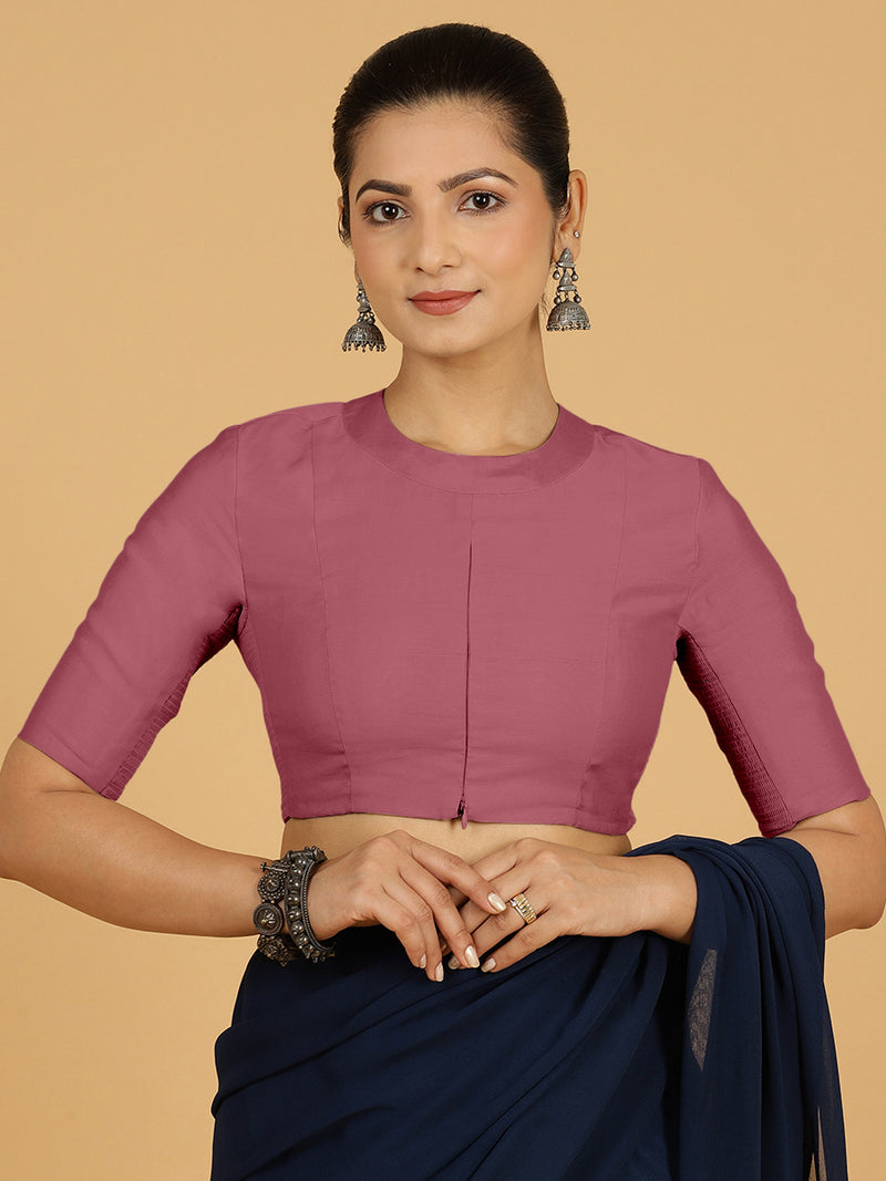 Farida x Rozaana | Regular Sleeves Saree Blouse in Rose Pink-Binks