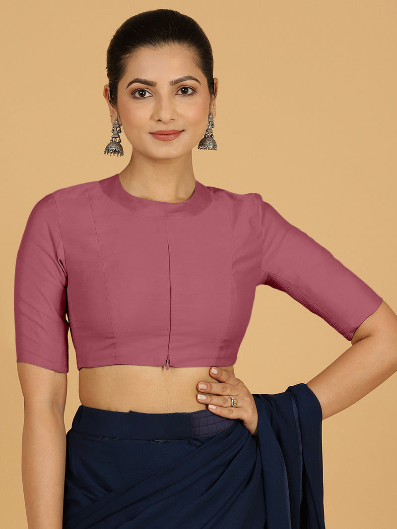 Farida x Rozaana | Regular Sleeves Saree Blouse in Rose Pink-Binks