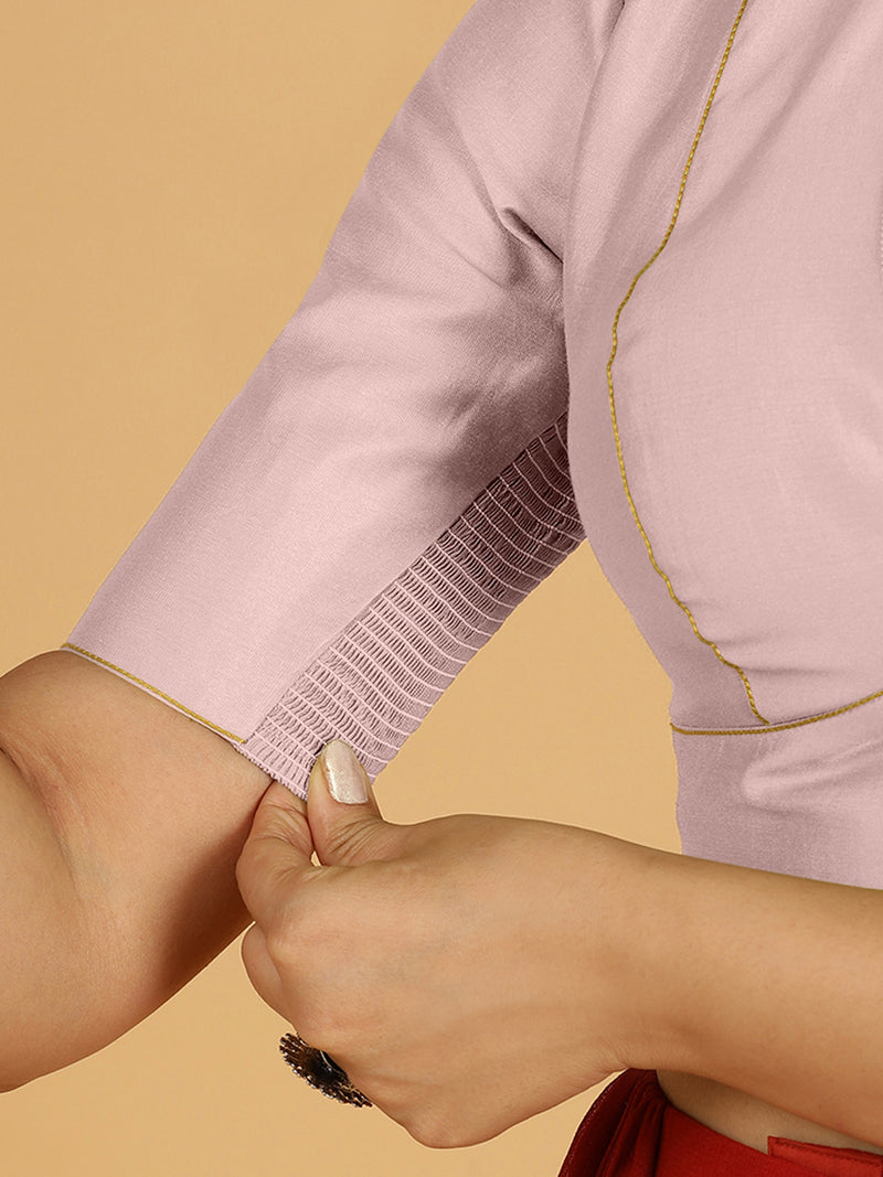 Ghazal x Rozaana | Elbow Sleeves Saree Blouse in Lilac-Binks