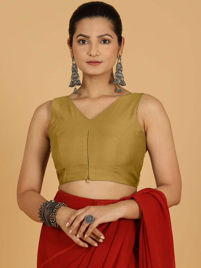 Hema x Rozaana | Saree Blouse in Dijon Mustard-Binks