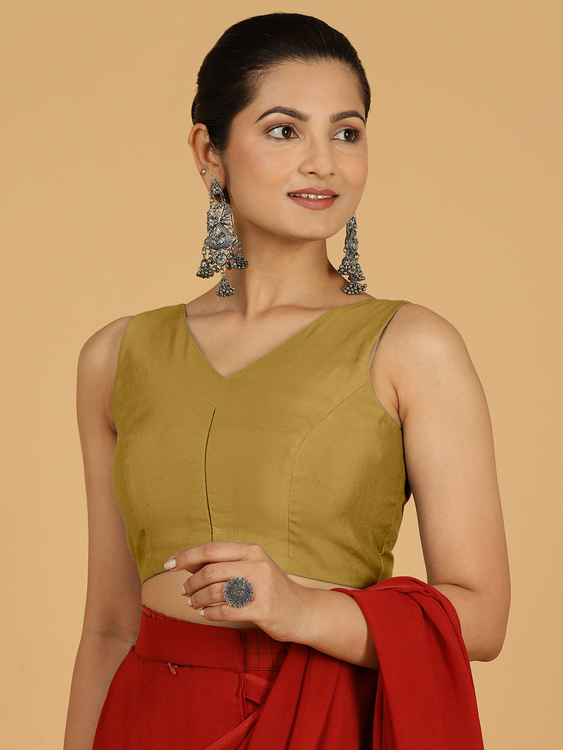 Hema x Rozaana | Saree Blouse in Dijon Mustard-Binks
